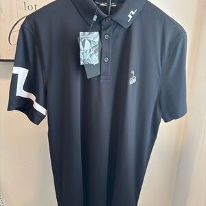 J. LINDEBERG GLEN REGULAR FIT POLO BLACK MEDIUM GOLF NEW NWT Casino Edition Rare